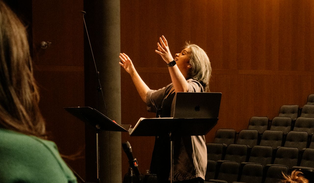 Teacher conducting concert