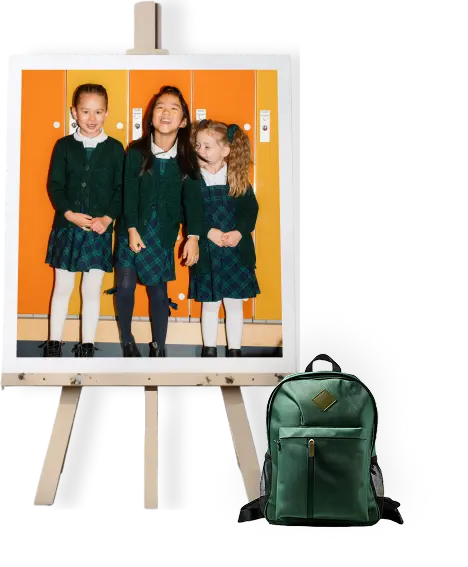 Easle image with three students